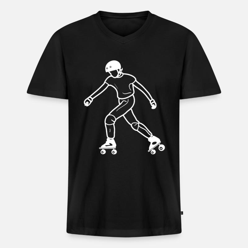 Roller Skating Zeichnung - Männer Premium Bio T-Shirt mit V-Ausschnitt - Schwarz