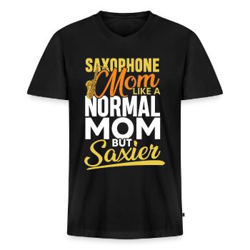 Saxophone mom like a normal mom - Männer Premium Bio T-Shirt mit V-Ausschnitt - Schwarz - Vorne - Nico (187cm)