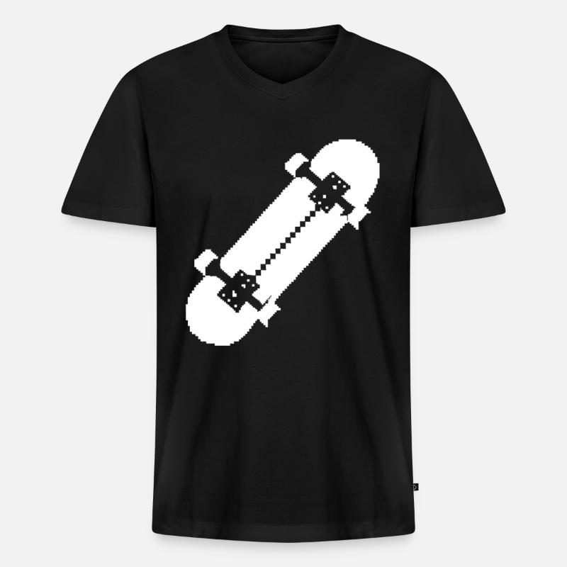 Skateboard Pixel Kunst - Männer Premium Bio T-Shirt mit V-Ausschnitt - Schwarz