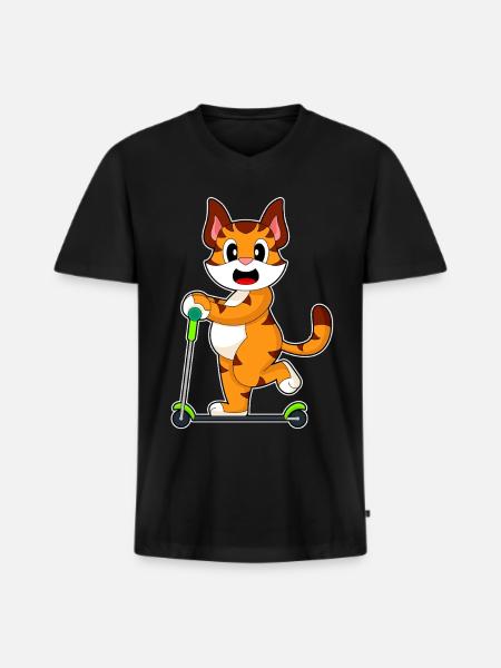 Tiger Scooter - Men's Premium Organic T-shirt with V-neck - black