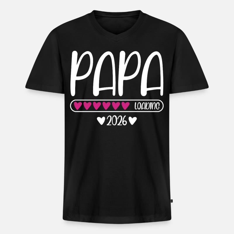 Papa 2026 loading - Männer Premium Bio T-Shirt mit V-Ausschnitt - Schwarz