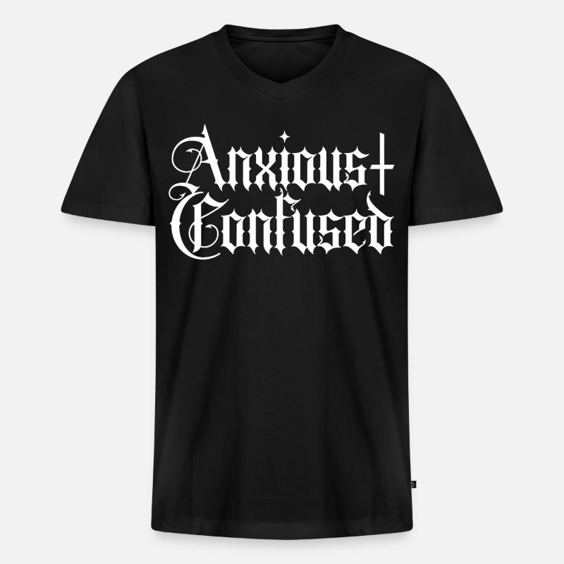 Anxious & Confused - Männer Premium Bio T-Shirt mit V-Ausschnitt - Schwarz