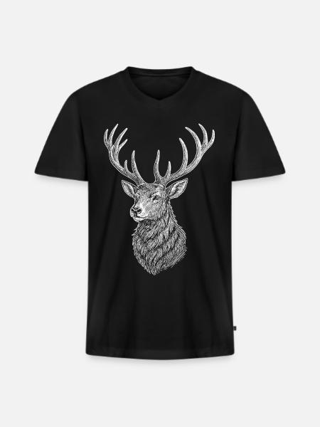 Deer - Men's Premium Organic T-shirt with V-neck - black
