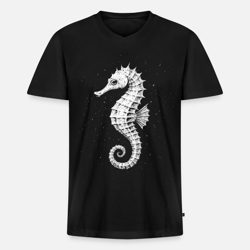 Hippocampe - T-shirt encolure en V Premium bio Homme - noir