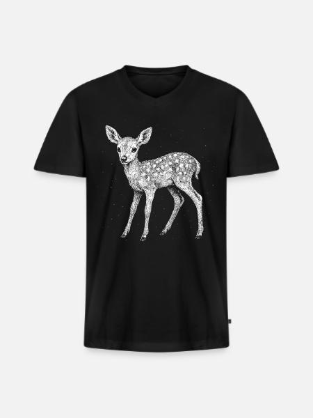 Faon - T-shirt encolure en V Premium bio Homme - noir