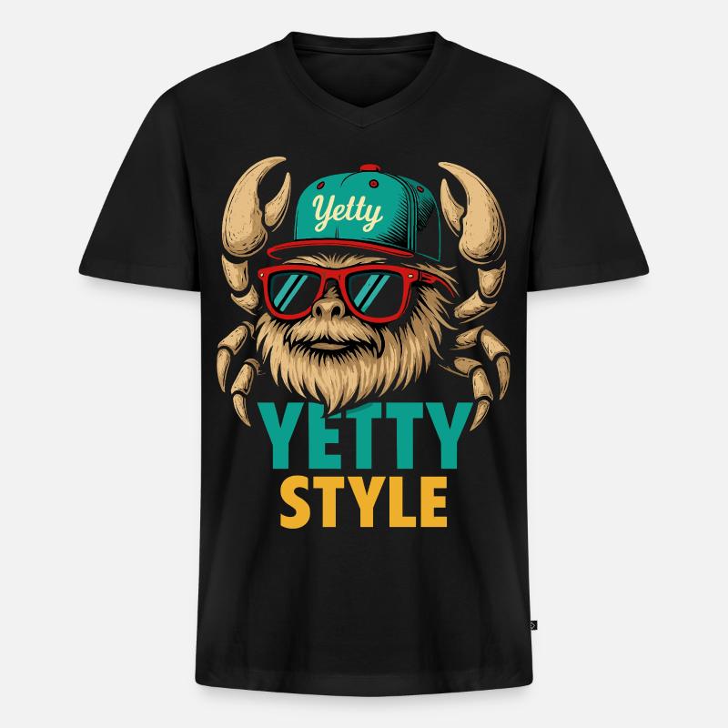 Yetty Style Yeti Graphic - Men's Premium Organic T-shirt with V-neck - black