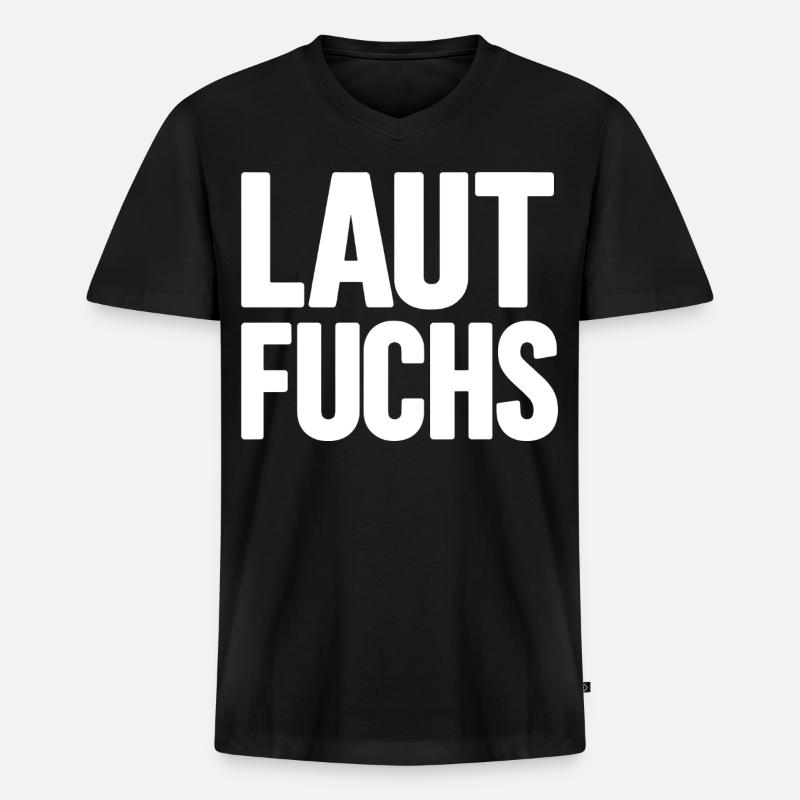 LAUTFUCHS - Männer Premium Bio T-Shirt mit V-Ausschnitt - Schwarz