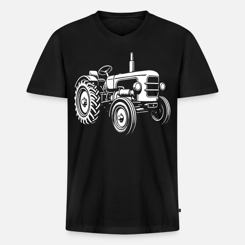 Kraftpaket vom Acker - Männer Premium Bio T-Shirt mit V-Ausschnitt - Schwarz