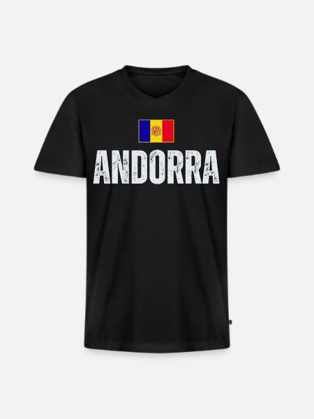Drapeau d’Andorre, fierté andorrane - T-shirt encolure en V Premium bio Homme - noir