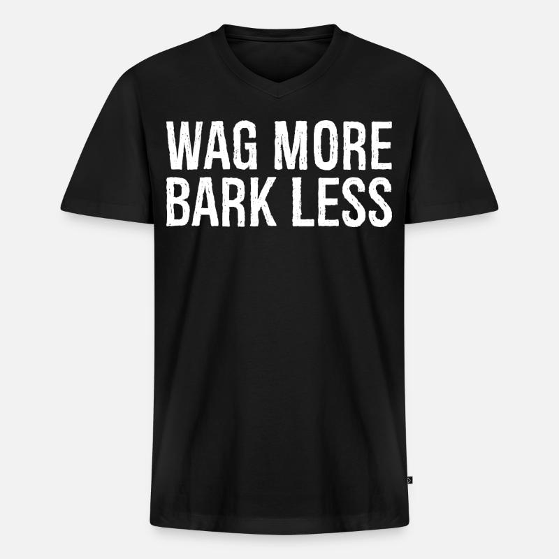 wag more bark less - Männer Premium Bio T-Shirt mit V-Ausschnitt - Schwarz