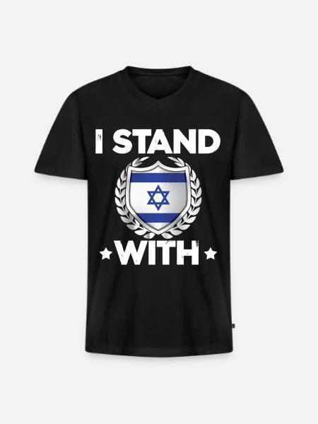 Israelschutz Wappen Design - Männer Premium Bio T-Shirt mit V-Ausschnitt - Schwarz