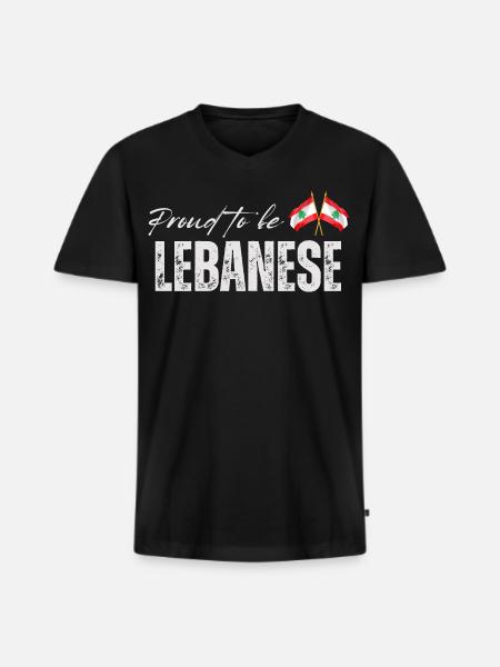 Libanais fier, j’aime le Liban - T-shirt encolure en V Premium bio Homme - noir
