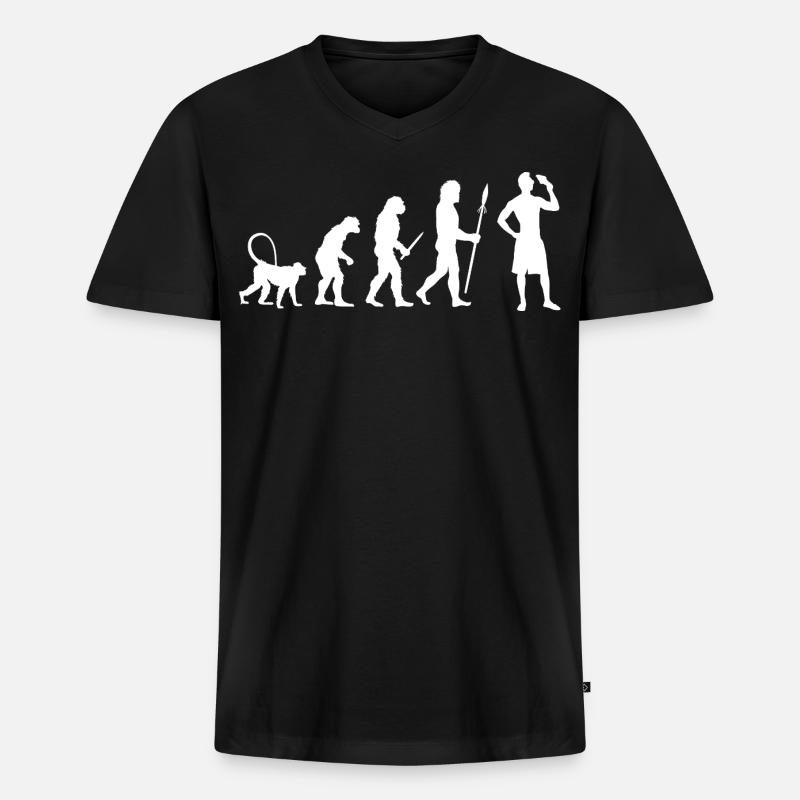 Eiscreme Evolution - Männer Premium Bio T-Shirt mit V-Ausschnitt - Schwarz