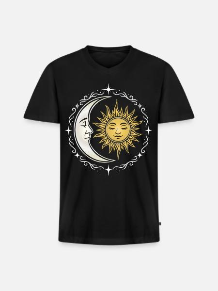 Sun and Moon - Spiritual Symbol - Men's Premium Organic T-shirt with V-neck - black