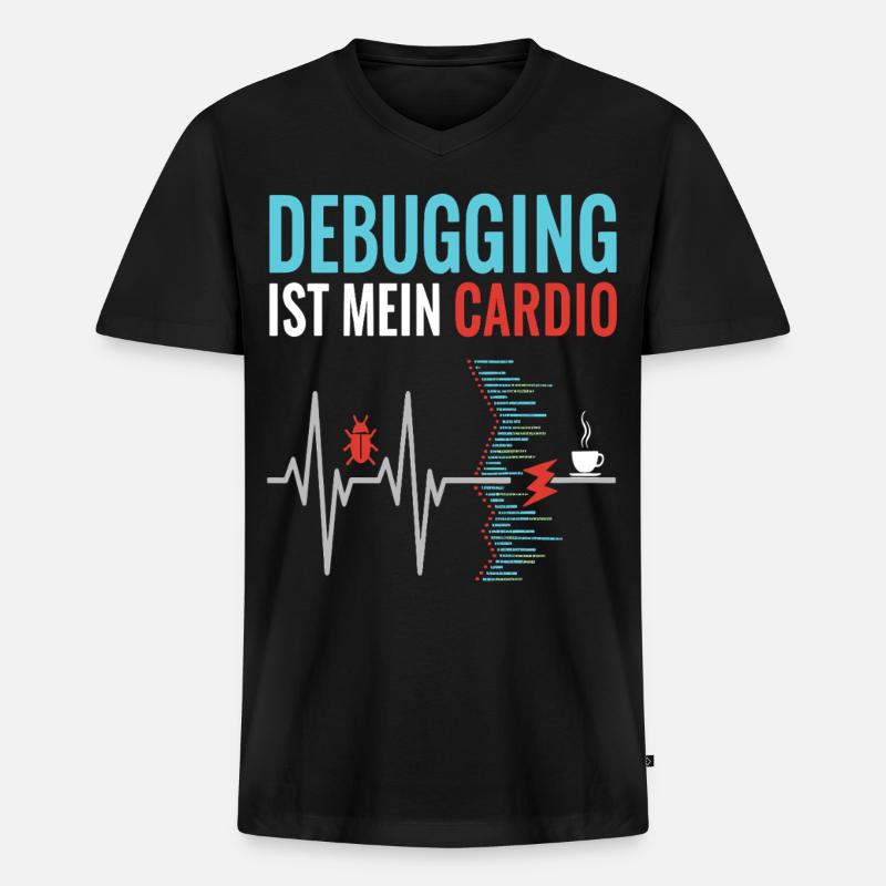 Debugging ist mein Cardio - Programmierer Nerd - Männer Premium Bio T-Shirt mit V-Ausschnitt - Schwarz