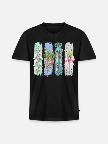 Gartenliebe Naturfreund Floral Motif - Men's Premium Organic T-shirt with V-neck - black
