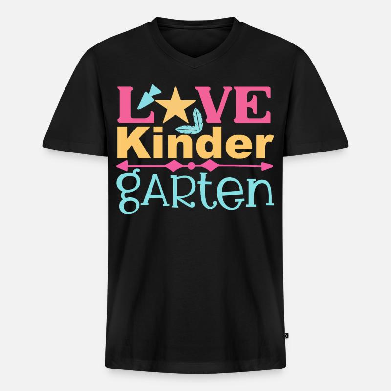 Liebe Kindergarten - Stern und Pfeil - Männer Premium Bio T-Shirt mit V-Ausschnitt - Schwarz
