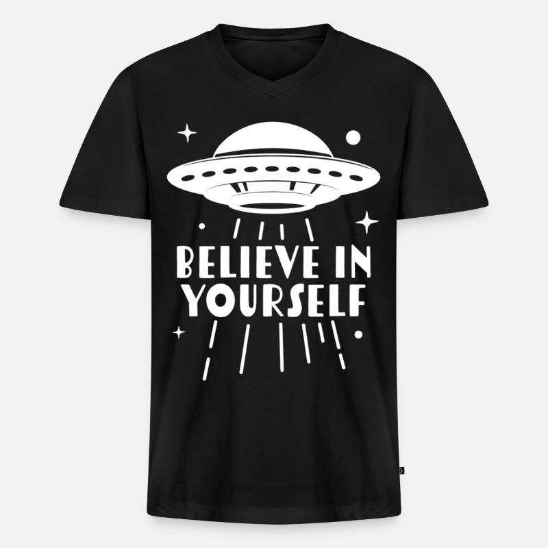an sich selbst glauben - Männer Premium Bio T-Shirt mit V-Ausschnitt - Schwarz