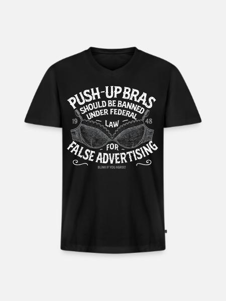 Push Up BHs - Gefälschte Werbebotschaft - Männer Premium Bio T-Shirt mit V-Ausschnitt - Schwarz