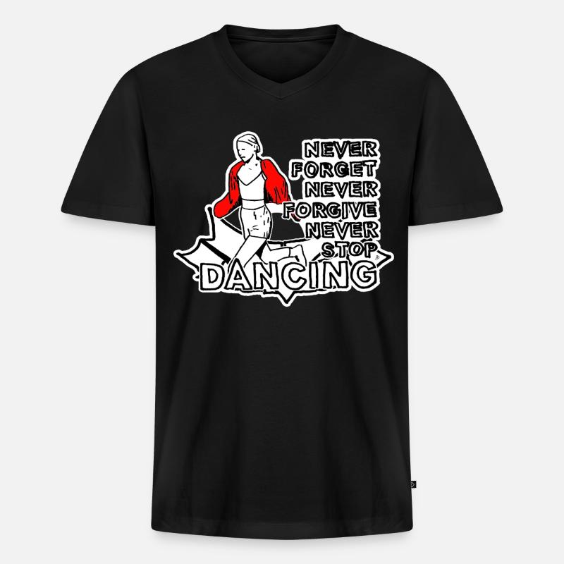 Never Forget Never Forgive - Männer Premium Bio T-Shirt mit V-Ausschnitt - Schwarz
