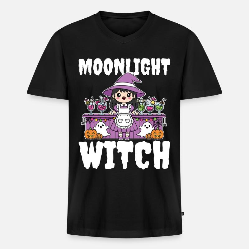 MOONLIGHT WITCH - WITCH HALLOWEEN - Männer Premium Bio T-Shirt mit V-Ausschnitt - Schwarz