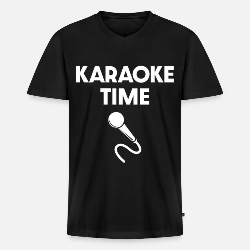Karaoke-Zeit - Männer Premium Bio T-Shirt mit V-Ausschnitt - Schwarz