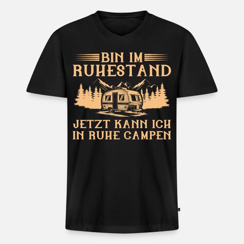 Bin im Ruhestand - Wohnwagen Camping Rentner - Männer Premium Bio T-Shirt mit V-Ausschnitt - Schwarz