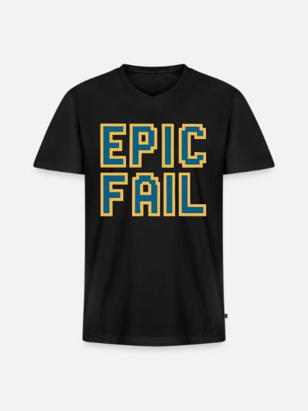 Epic fail - retro 8-bit gaming meme - Men's Premium Organic T-shirt with V-neck - black
