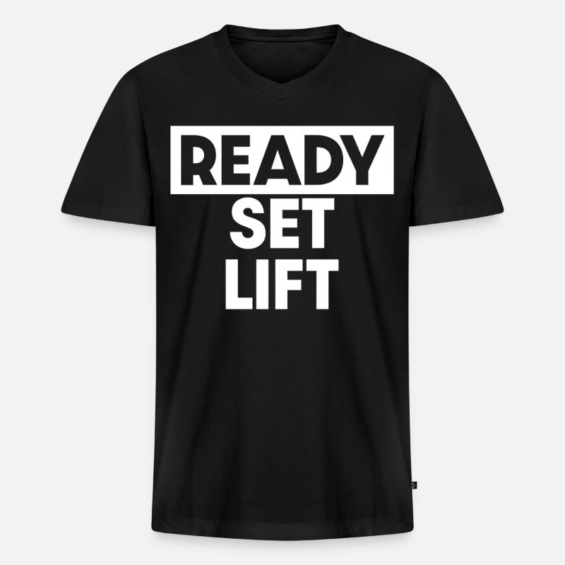Ready Set Lift - Männer Premium Bio T-Shirt mit V-Ausschnitt - Schwarz