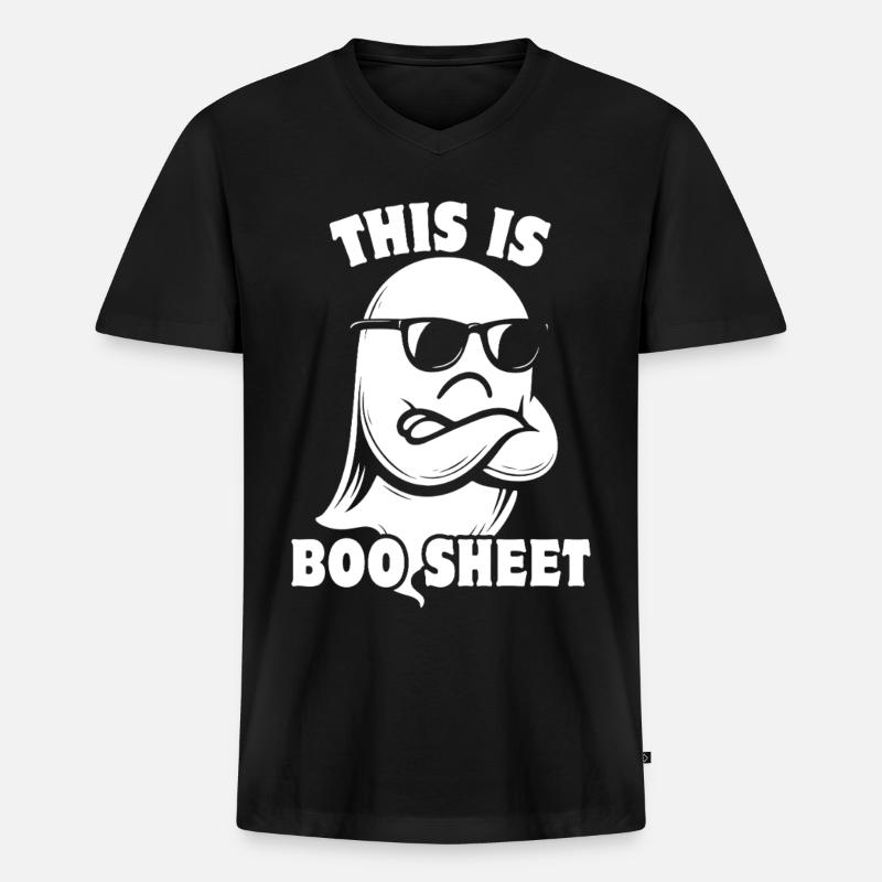 Halloween Geist - This is Boo Sheet - Männer Premium Bio T-Shirt mit V-Ausschnitt - Schwarz