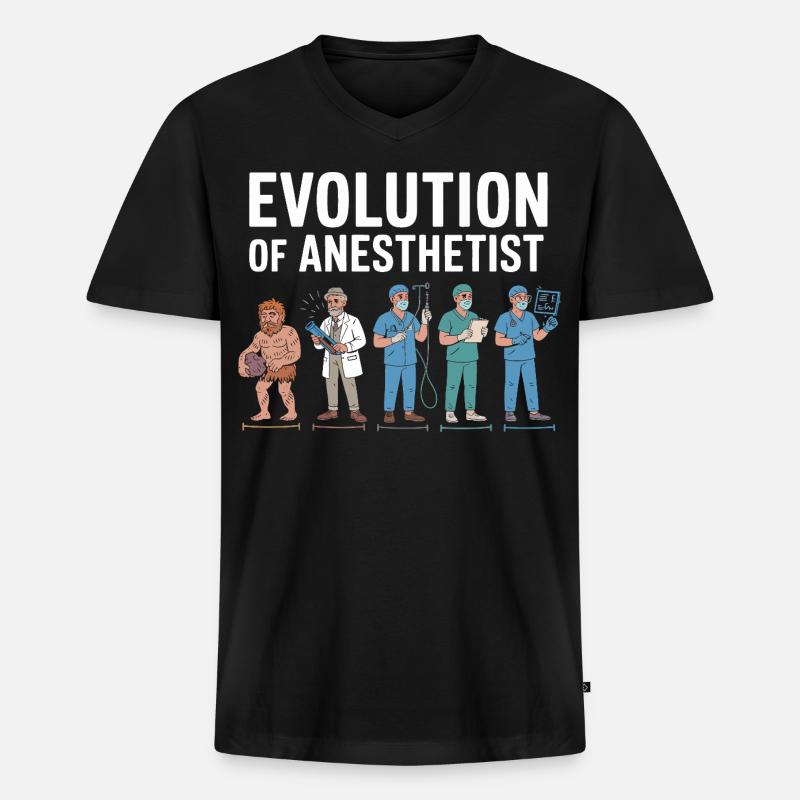 Evolution der Anästhesisten Illustration - Männer Premium Bio T-Shirt mit V-Ausschnitt - Schwarz