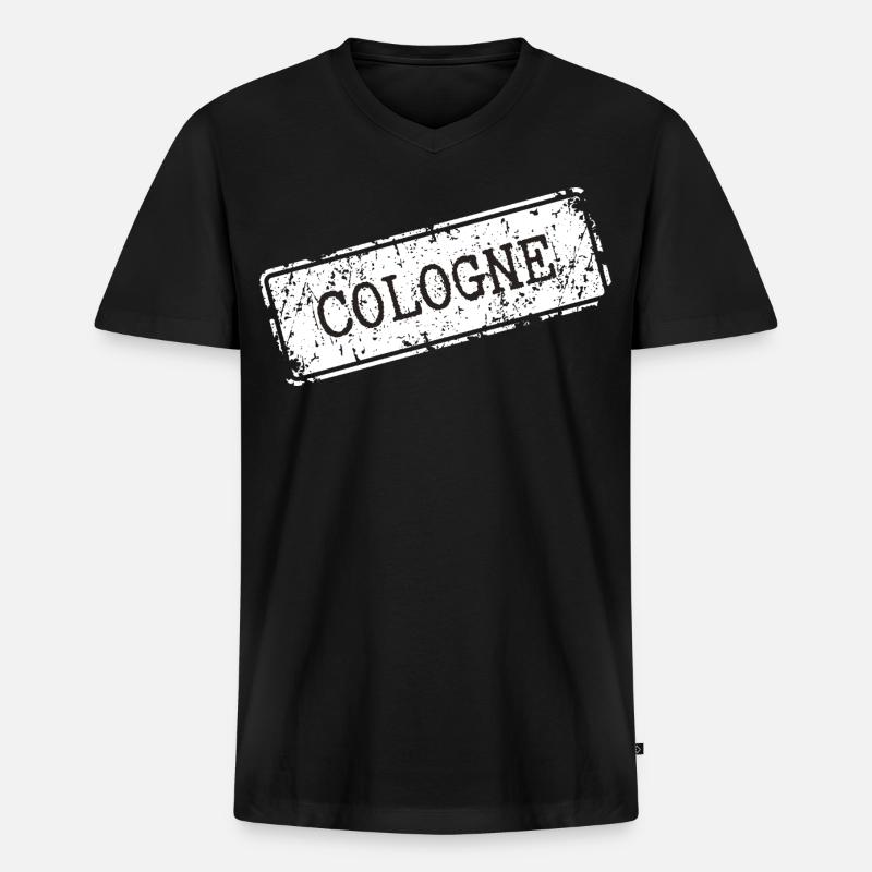 Cologne - Männer Premium Bio T-Shirt mit V-Ausschnitt - Schwarz