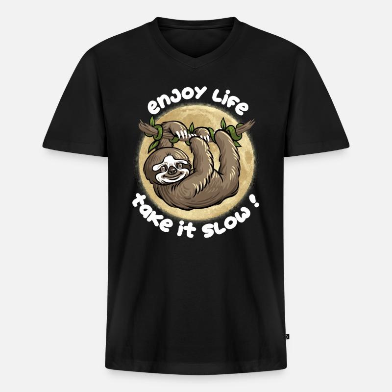 Gehen Sie es langsam an! - Männer Premium Bio T-Shirt mit V-Ausschnitt - Schwarz