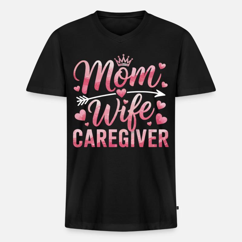 Mutter Tochter Herz Motiv - Männer Premium Bio T-Shirt mit V-Ausschnitt - Schwarz