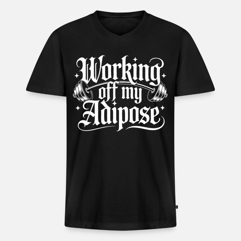 Workout Design mit Hantel - Männer Premium Bio T-Shirt mit V-Ausschnitt - Schwarz
