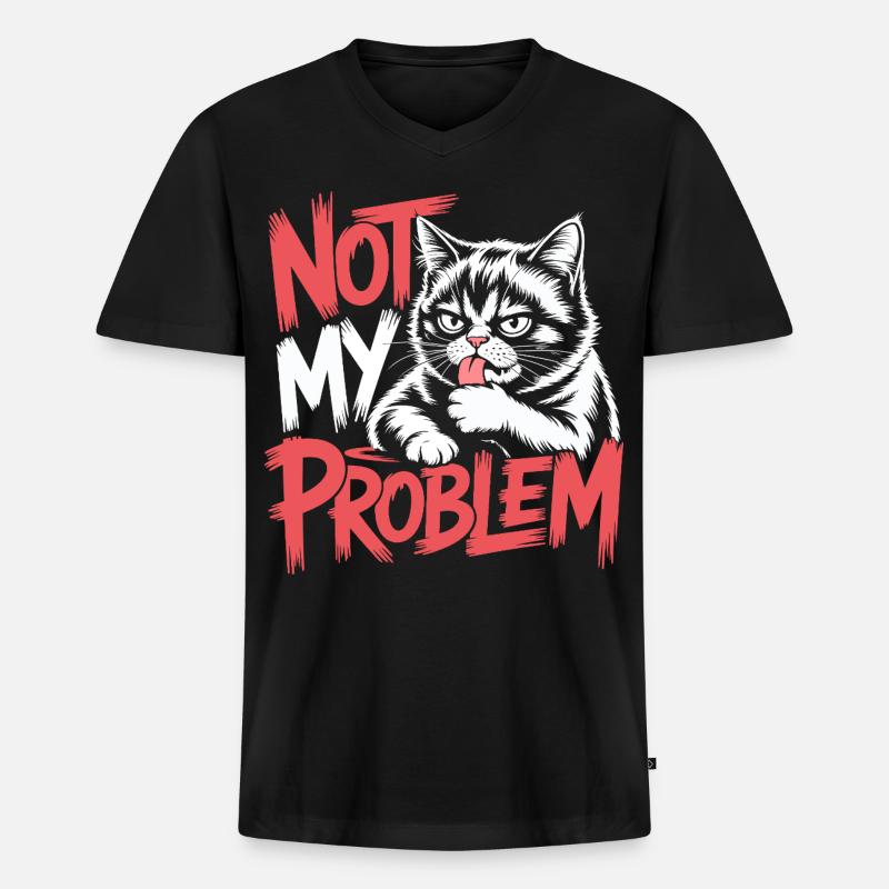 Nicht meine Problemkatze - Männer Premium Bio T-Shirt mit V-Ausschnitt - Schwarz