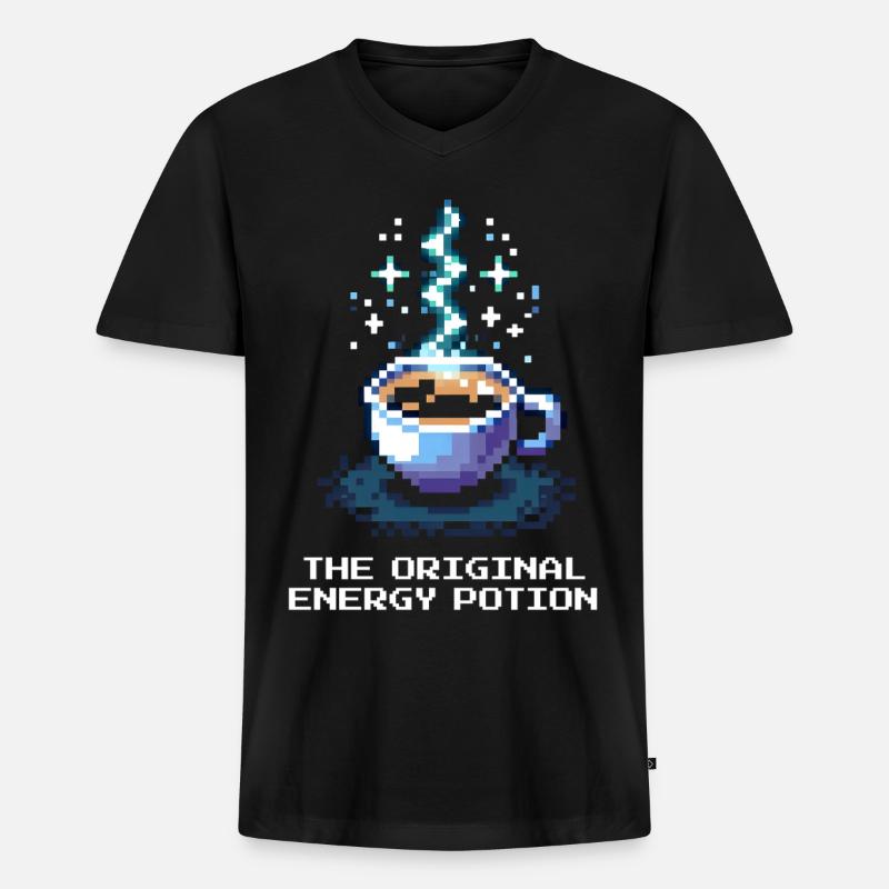 Der originale Energie-Trank | Kaffee - Männer Premium Bio T-Shirt mit V-Ausschnitt - Schwarz