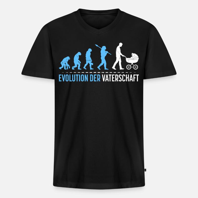 Werdender Vater EVOLUTION DER VATERSCHAFT Lustig - Männer Premium Bio T-Shirt mit V-Ausschnitt - Schwarz