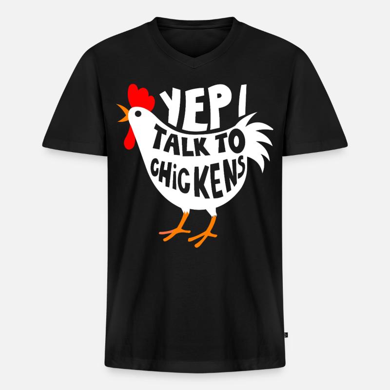 Ja, ich spreche mit Hühnern - Männer Premium Bio T-Shirt mit V-Ausschnitt - Schwarz