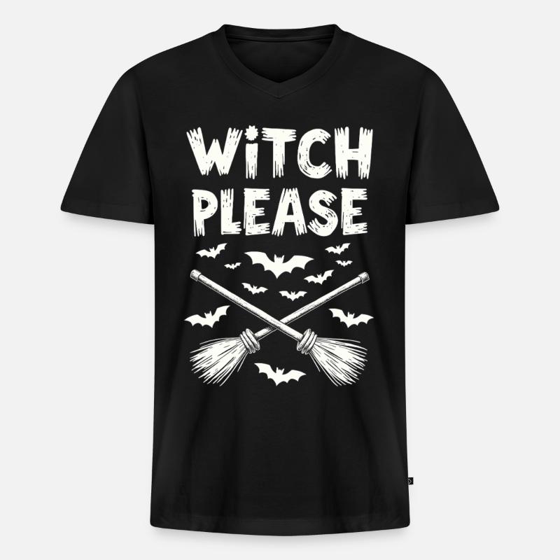 Witch Please – Halloween Hexen Besen - Männer Premium Bio T-Shirt mit V-Ausschnitt - Schwarz