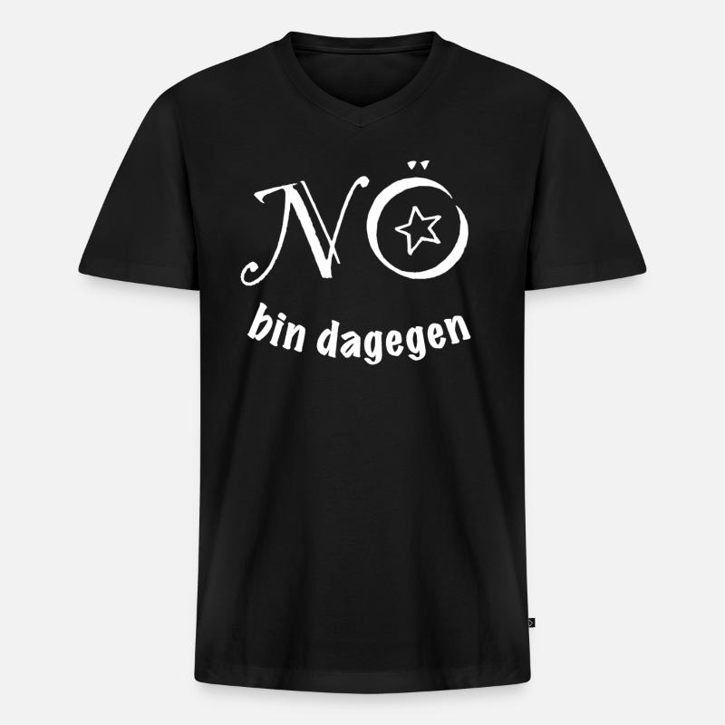 NÖ - BIN DAGEGEN - Männer Premium Bio T-Shirt mit V-Ausschnitt - Schwarz
