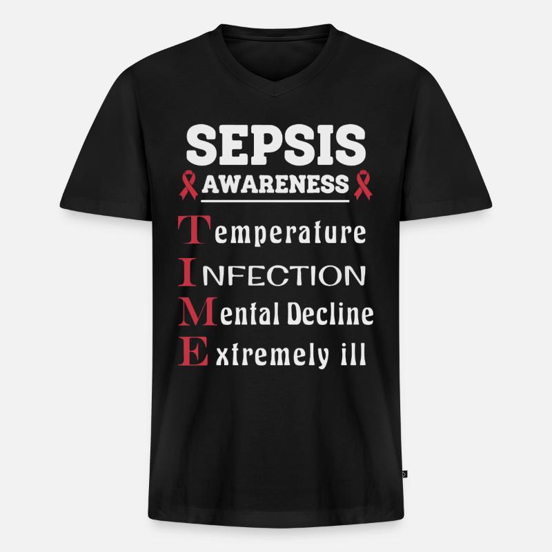 Sepsis Aufklärung T.I.M.E. Leitfaden - Männer Premium Bio T-Shirt mit V-Ausschnitt - Schwarz