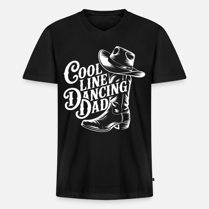 Cool Line Dancing Dad Design - Männer Premium Bio T-Shirt mit V-Ausschnitt - Schwarz