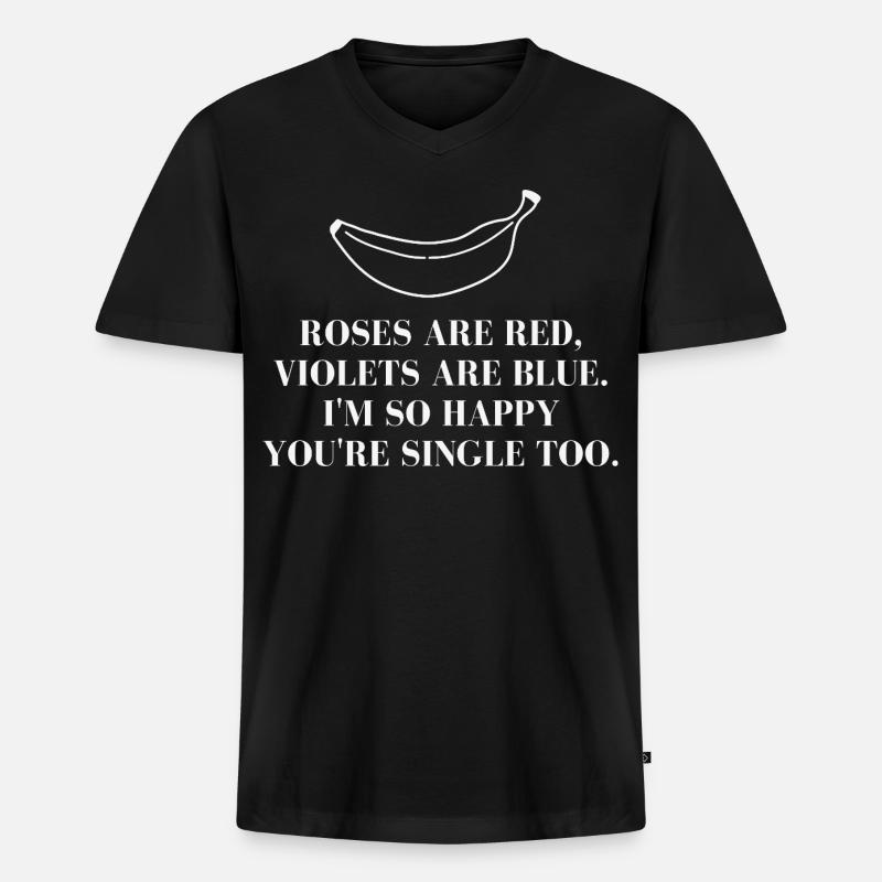 Single Spruch mit Bananen Illustration - Männer Premium Bio T-Shirt mit V-Ausschnitt - Schwarz