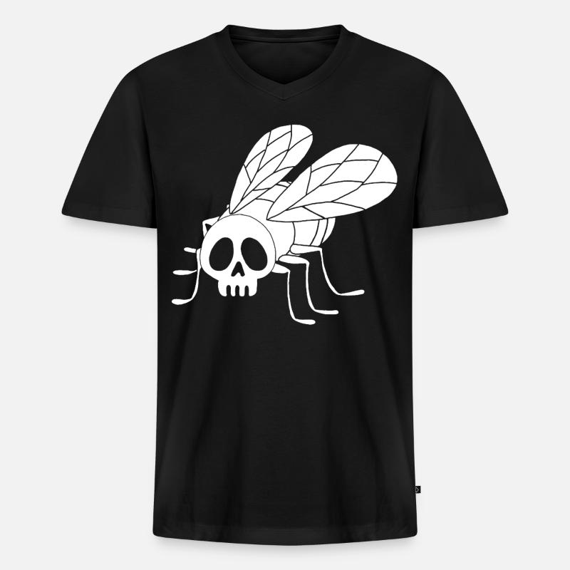 Fly Skull (weiß) - Männer Premium Bio T-Shirt mit V-Ausschnitt - Schwarz