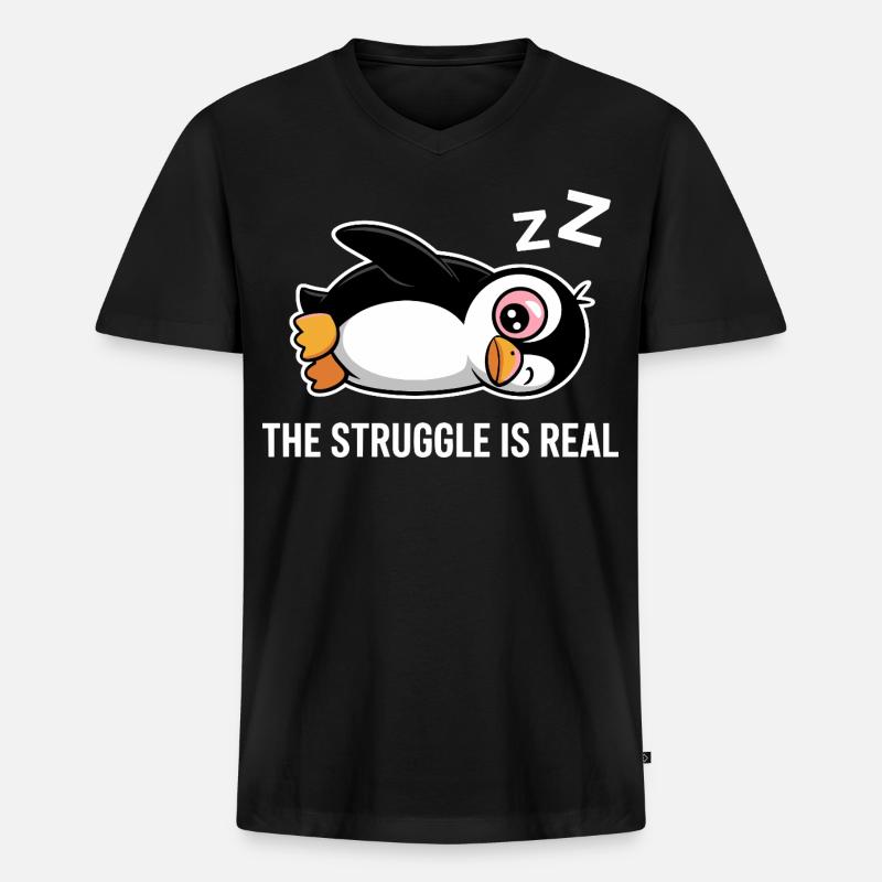 Pinguin Lustiger Spruch - Männer Premium Bio T-Shirt mit V-Ausschnitt - Schwarz