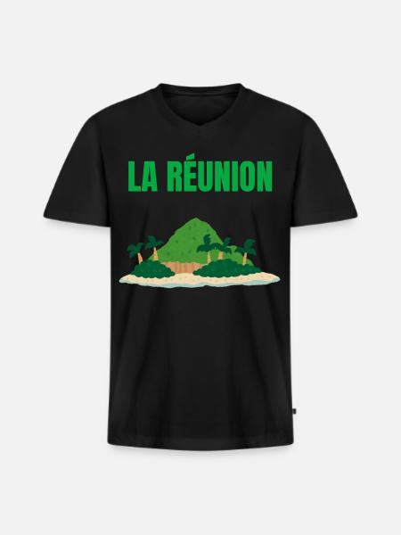 Tropical Reunion Island T-shirt - Men's Premium Organic T-shirt with V-neck - black