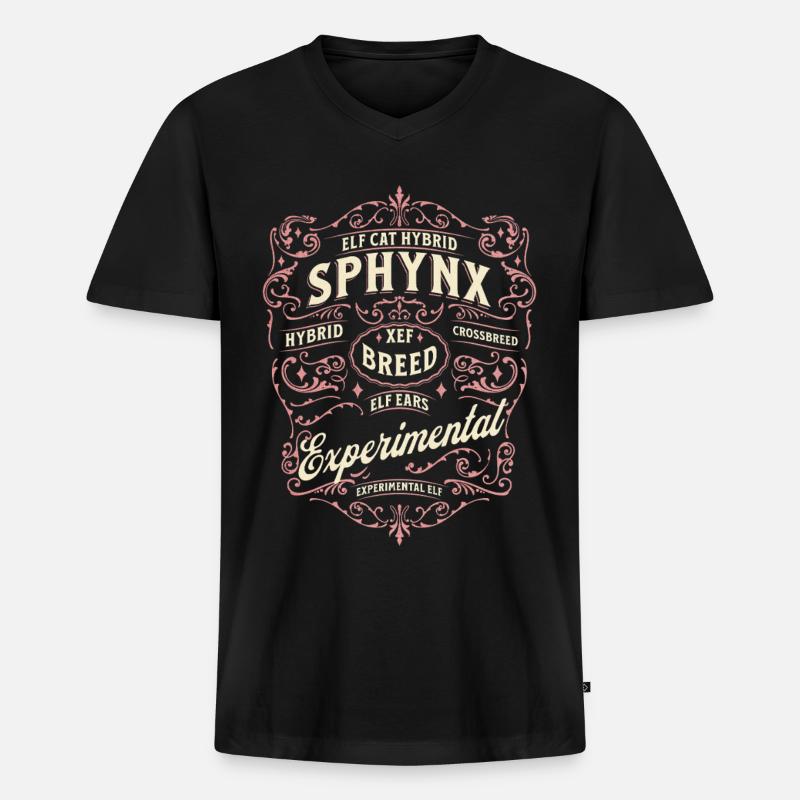 Elfen-Sphinx-Katze - Männer Premium Bio T-Shirt mit V-Ausschnitt - Schwarz