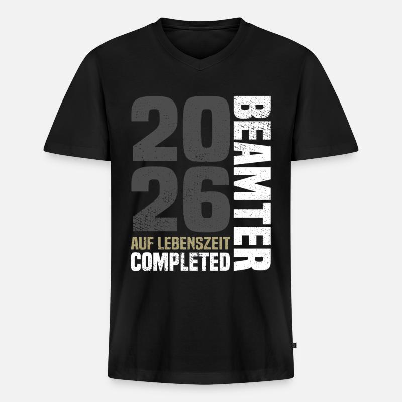 Beamter Auf Lebenszeit 2026 - Männer Premium Bio T-Shirt mit V-Ausschnitt - Schwarz