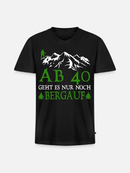 Wanderer 40 Birthday Is it uphill - Men's Premium Organic T-shirt with V-neck - black